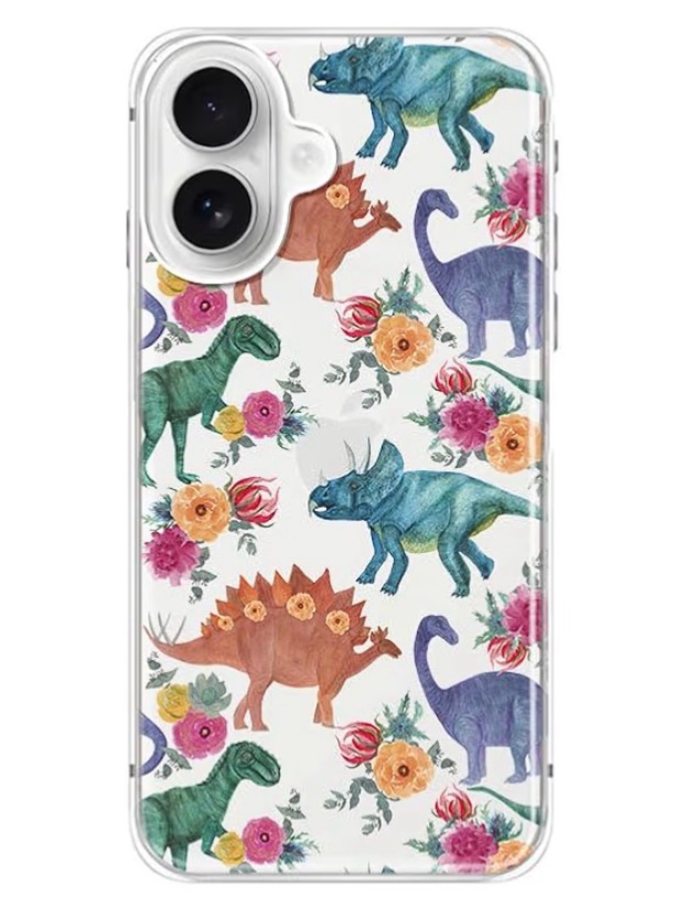 iPhone 17 Clear Floral Dinosaur Case